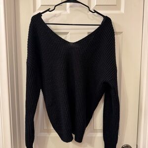 Fashion Nova Black V-Neck Sweater w/ Crossback